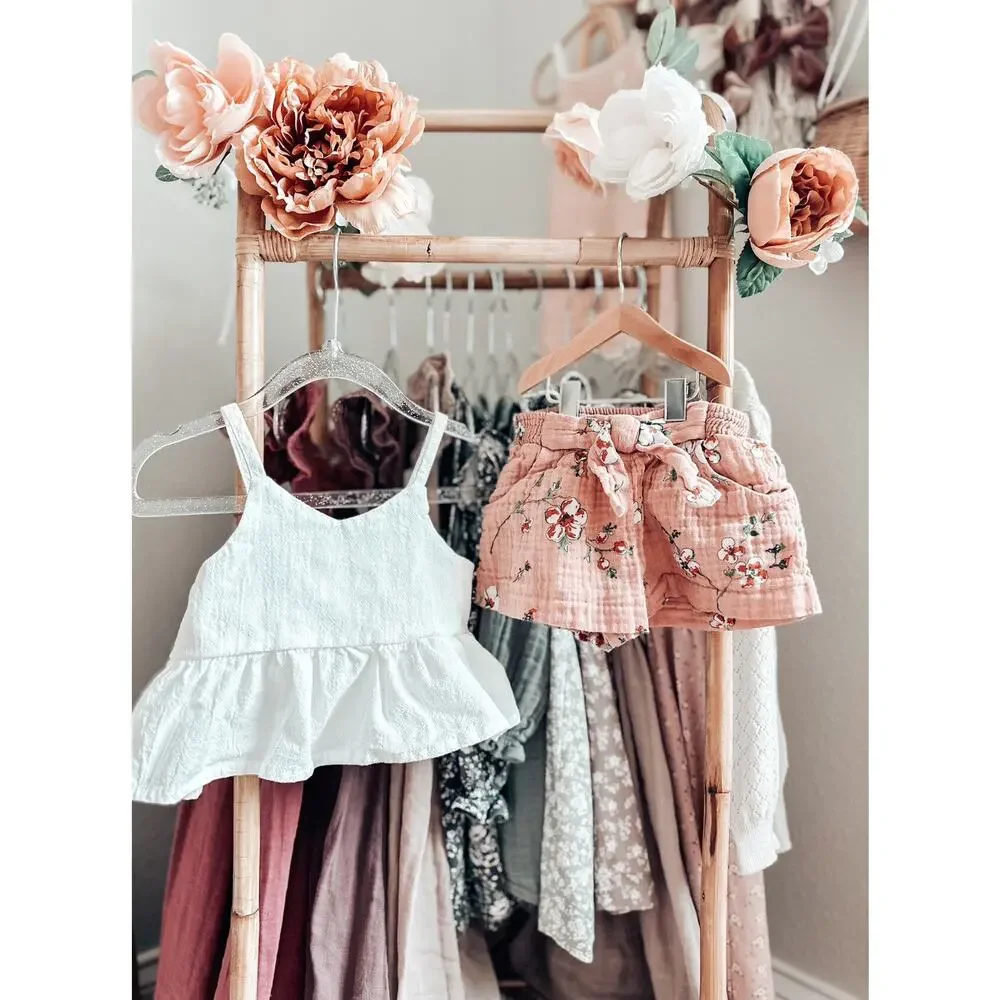 Zara Baby Muslin Mauve Floral Shorts + Peplum Gauzy Top 6-12mths